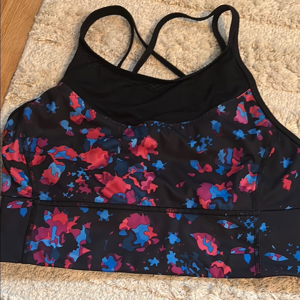 Women's Black and Pink Sports Bra